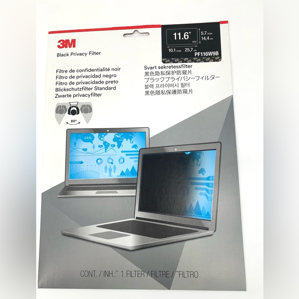 3M 11.6” Black Privacy Filter For Laptop Screen